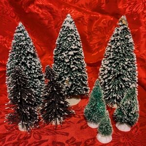Festive Green and White Holiday Tree Set